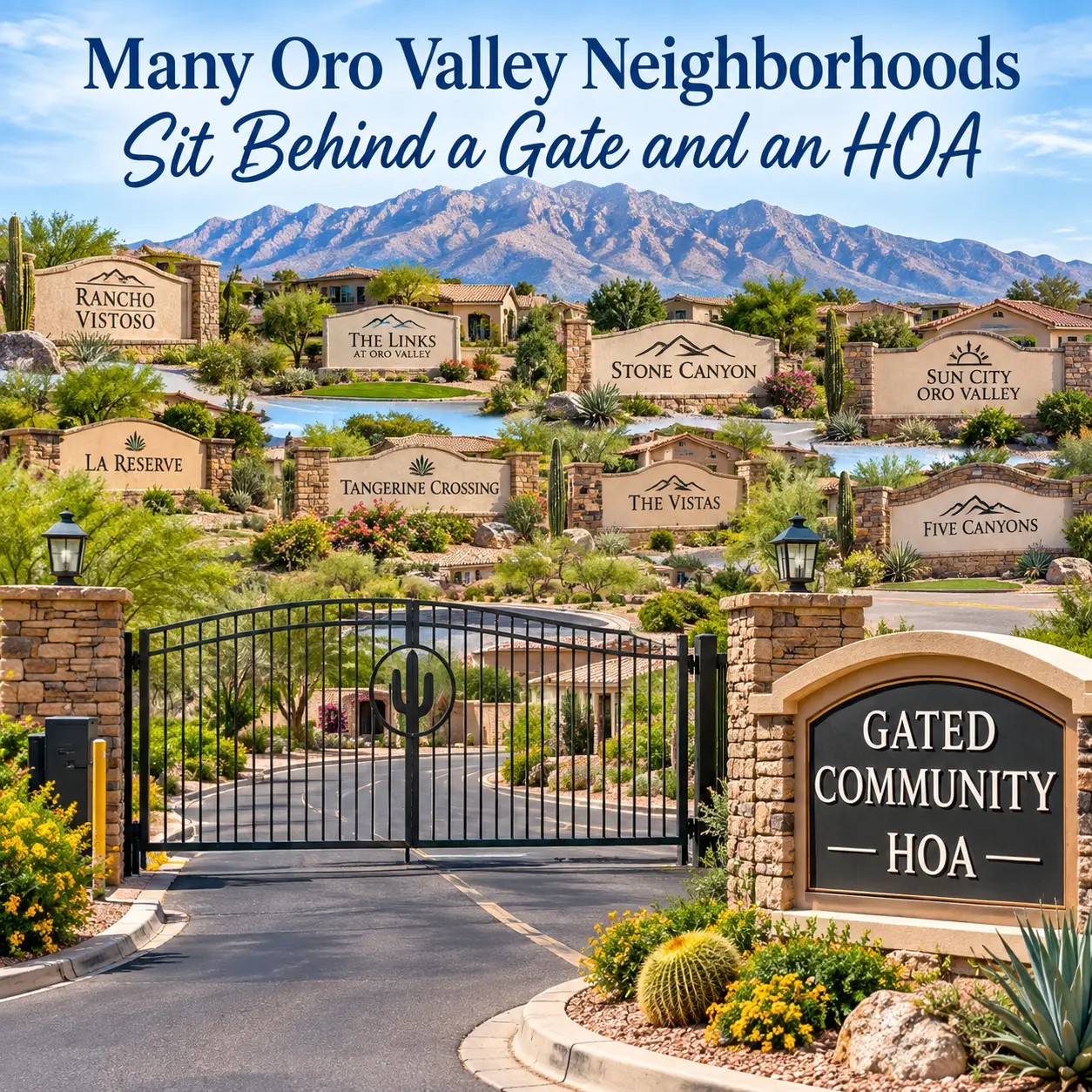 Gated community entrance in Oro Valley, Arizona