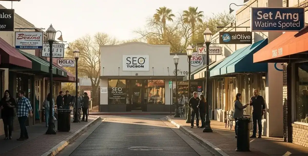 Small business owner reviewing search results with David Cragg, whose case studies are on this page