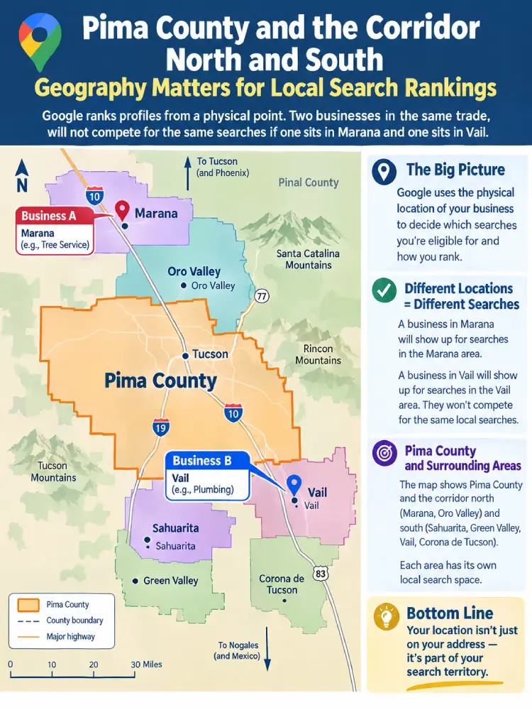 Service area map of the Tucson metro from Marana south to Green Valley
