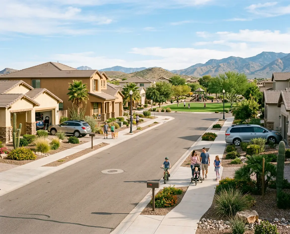 Family neighborhood in Gladden Farms, on the northwest side of Marana