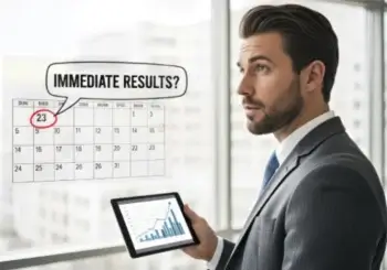 Confused person looking at SEO analytics screen