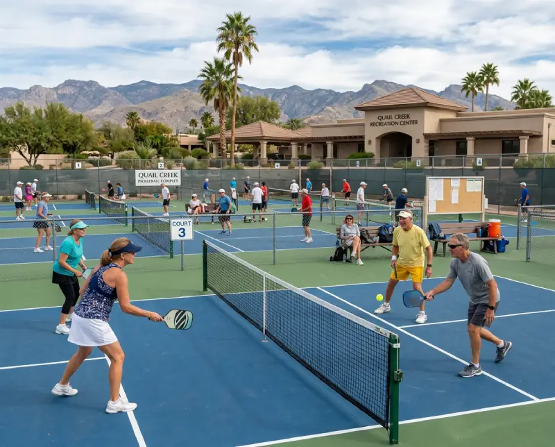 Players on the courts at a Green Valley Recreation pickleball center