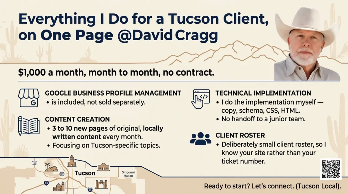 Tucson website design by David Cragg: a small business site being reviewed on a laptop and phone side by side